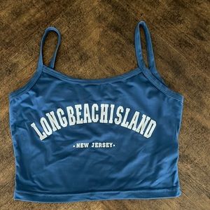 Blue graphic crop top, size small, purchased from romwe
